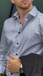 Moška črtasta srajca s dolgimi rokavi