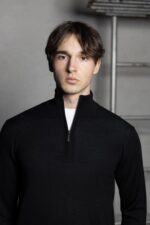 ČRN PULOVER Z ZADRGO - MERINO VOLNA - Image 2